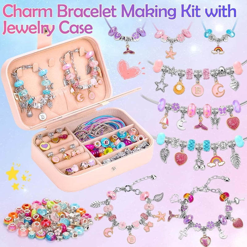 Billbotk Charm Bracelet Making Kit with Jewelry Box Charm Beads for Jewelry Making DIY Bracelet Craft Kit for Birthday Gifts Valentine Christmas - Image 3